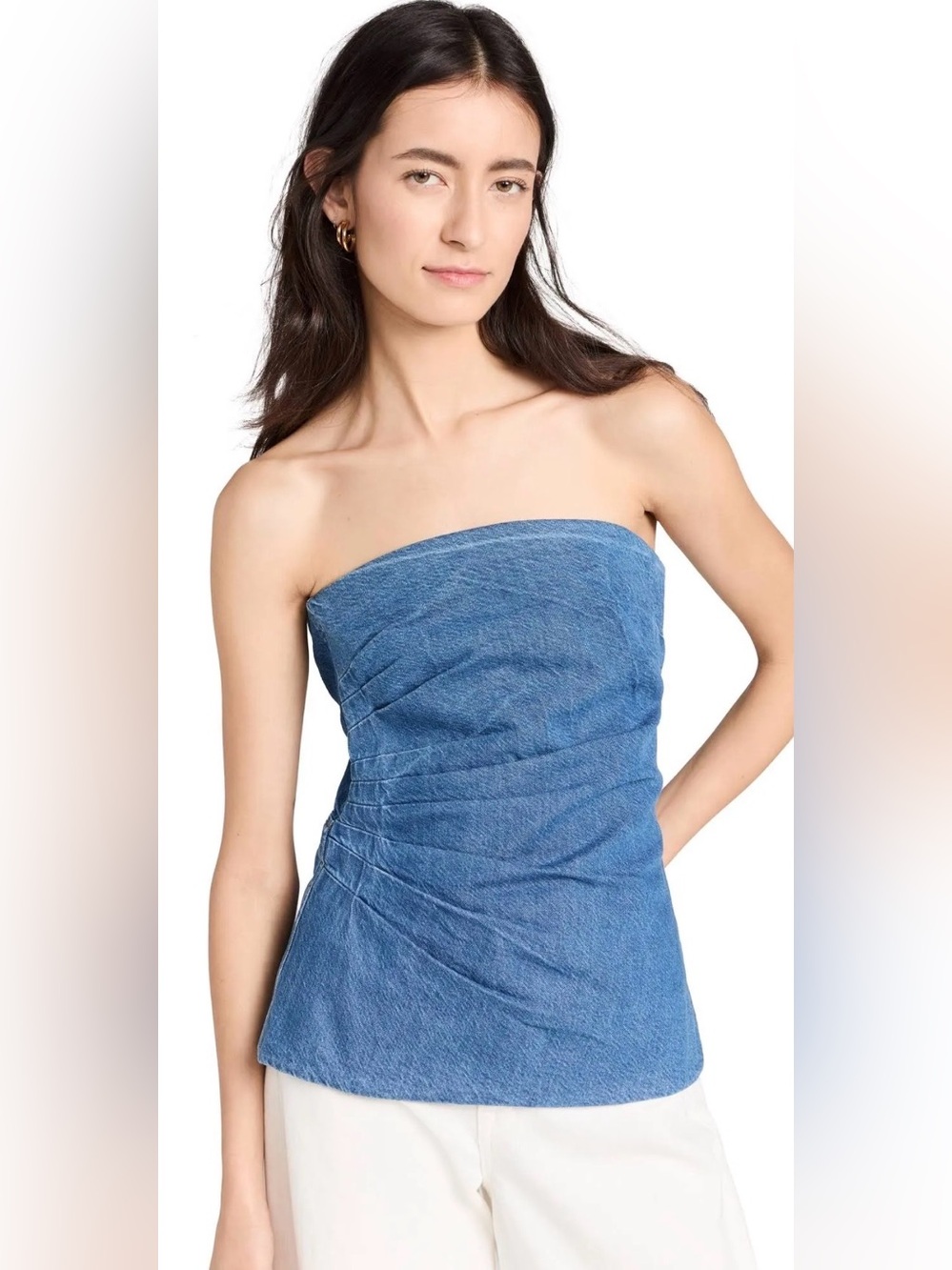 Tanya Taylor Leandra Strapless Denim Top NWT sz 4